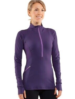 LULULEMON Run Wild 1/2 Zip Pullover Floral Mesh Back Sz 4 In Rare Purple